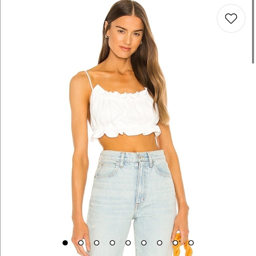 NWT Revolve Bardot Barely There Linen Blend Crop Top Ivory | Ruffle Cami | Small